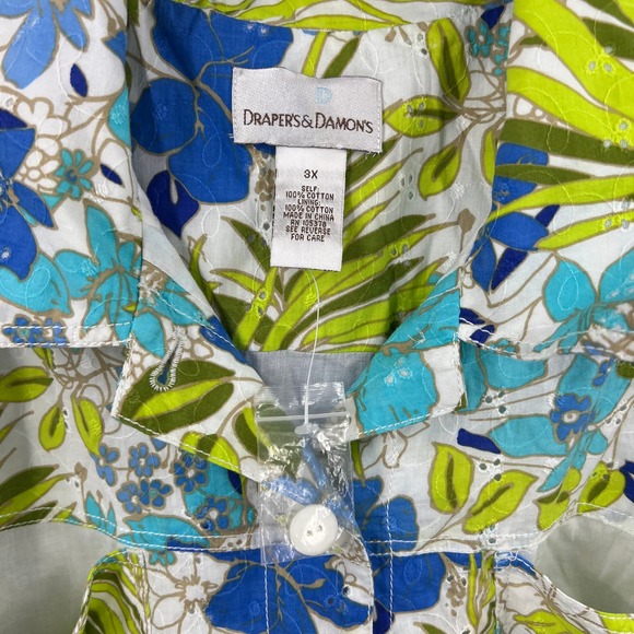 Draper's & Damon's Light Blazer Jacket Spring Floral Button Cotton Women's 3XL - Picture 6 of 9